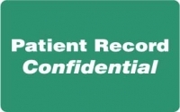 HIPAA Labels, Patient Record Confidential - Green, 4" X 2.5" (Roll of 100) - MAP256