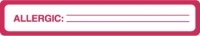 Allergy Warning Labels - UL927 - ALLERGIC: - Red/White, 5-1/2" X 1" (Roll of 175)