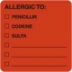 Allergy Warning Labels - MAP4890 - ALLERGIC TO: - Fl Red 2" X 2" (Roll of 250)