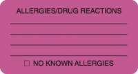 Allergy Warning Labels - MAP1730 - ALLERGIES/DRUG REACTIONS - Fl Pink, 3-1/4" X 1-3/4" (Roll of 250)