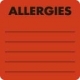 Allergy Warning Labels - MAP3220 - ALLERGIES - Fl Red 2" X 2" (Roll of 250)
