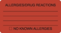 Allergy Warning Labels - MAP3230 - ALLERGIES/DRUG REACTIONS - Fl Red, 3-1/4" X 1-3/4" (Roll of 250)