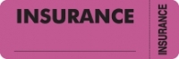 Insurance Labels, INSURANCE - Fl Pink (Wrap-around), 3" X 1" (Roll of 250)