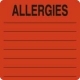 Allergy Warning Labels - UL926 - ALLERGIES - Fl Red, 2-1/2" X 2-1/2" (Roll of 390)