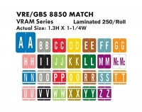 VRE GBS 8850 Match VRAM Series Alpha Roll Labels - 1 5/16"H x 1 1/4"W